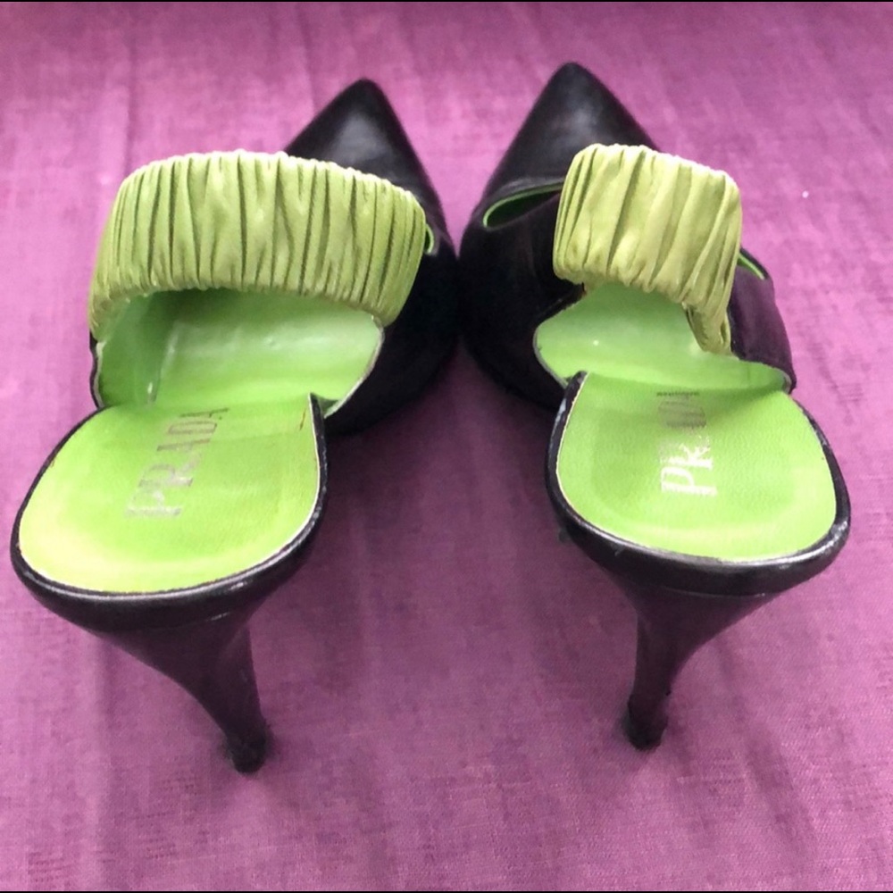 Prada Black and Green Slingbacks with Cone heel, size 38.5 - Picture 2 of 4